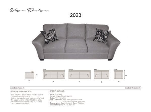 2023 Grey sofa option. Made in Canada. Custom made