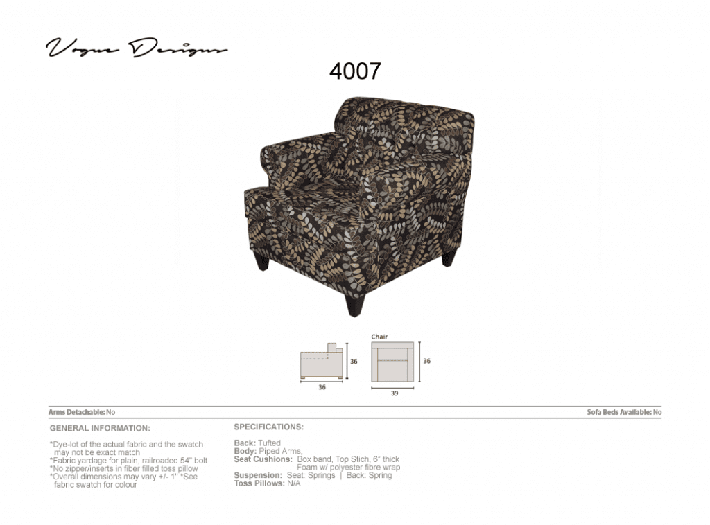 4007 Model CUSTOM MADE Chair L Furniture Kelowna