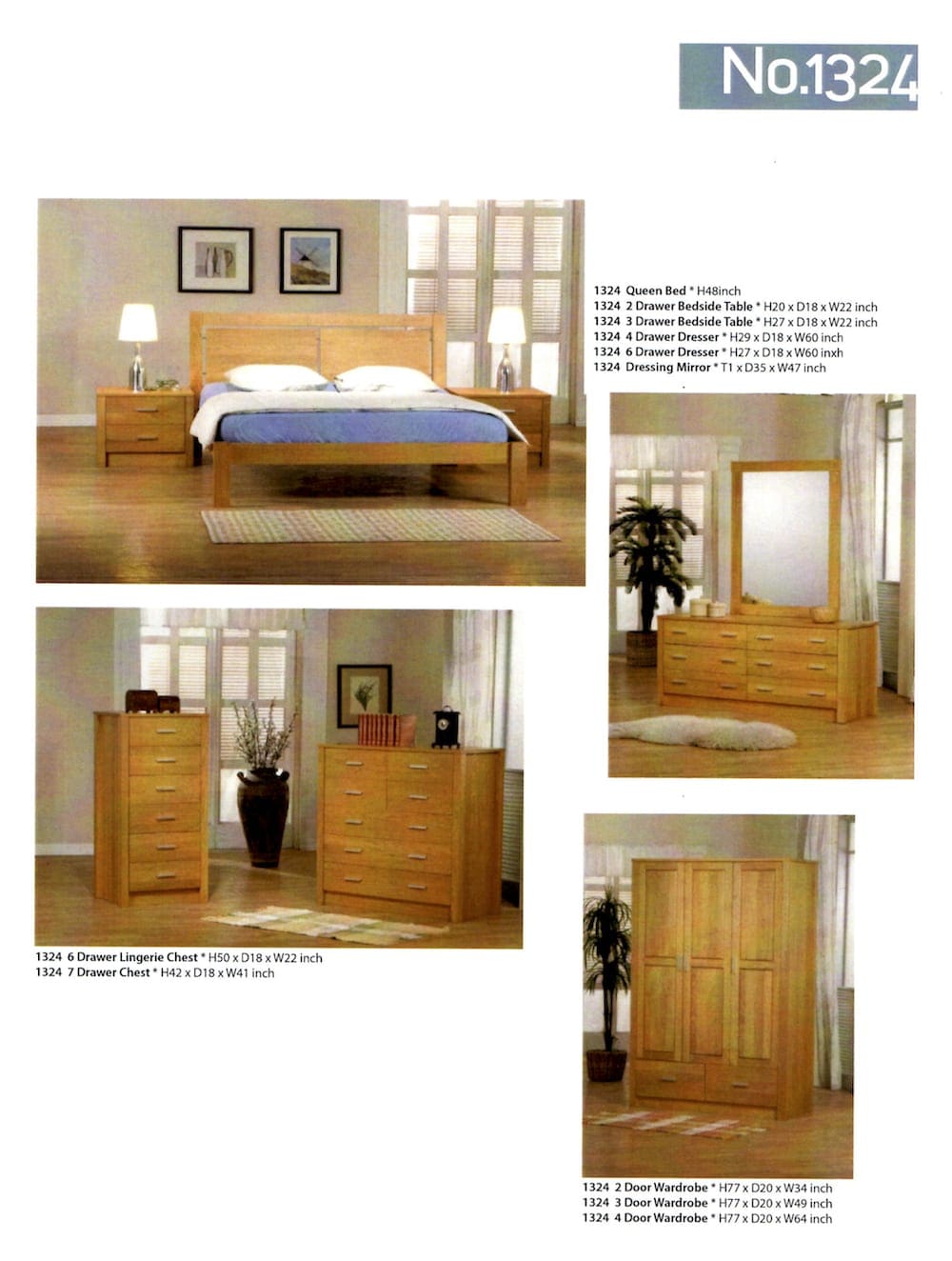 NO.1324 MAPLE WOOD CUSTOM MADE Wooden bedroom furniture L