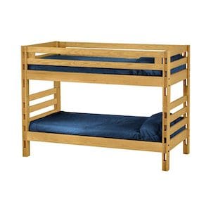 twin XL over twin XL bunk bed. Made in Canada and suitable for adult use.