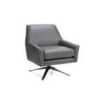 3097 top grain leather swivel chair - grey leather