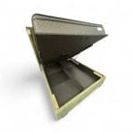 Hydraulic Lift bed with storage beneath. Solidly built with fully encased storage areas.